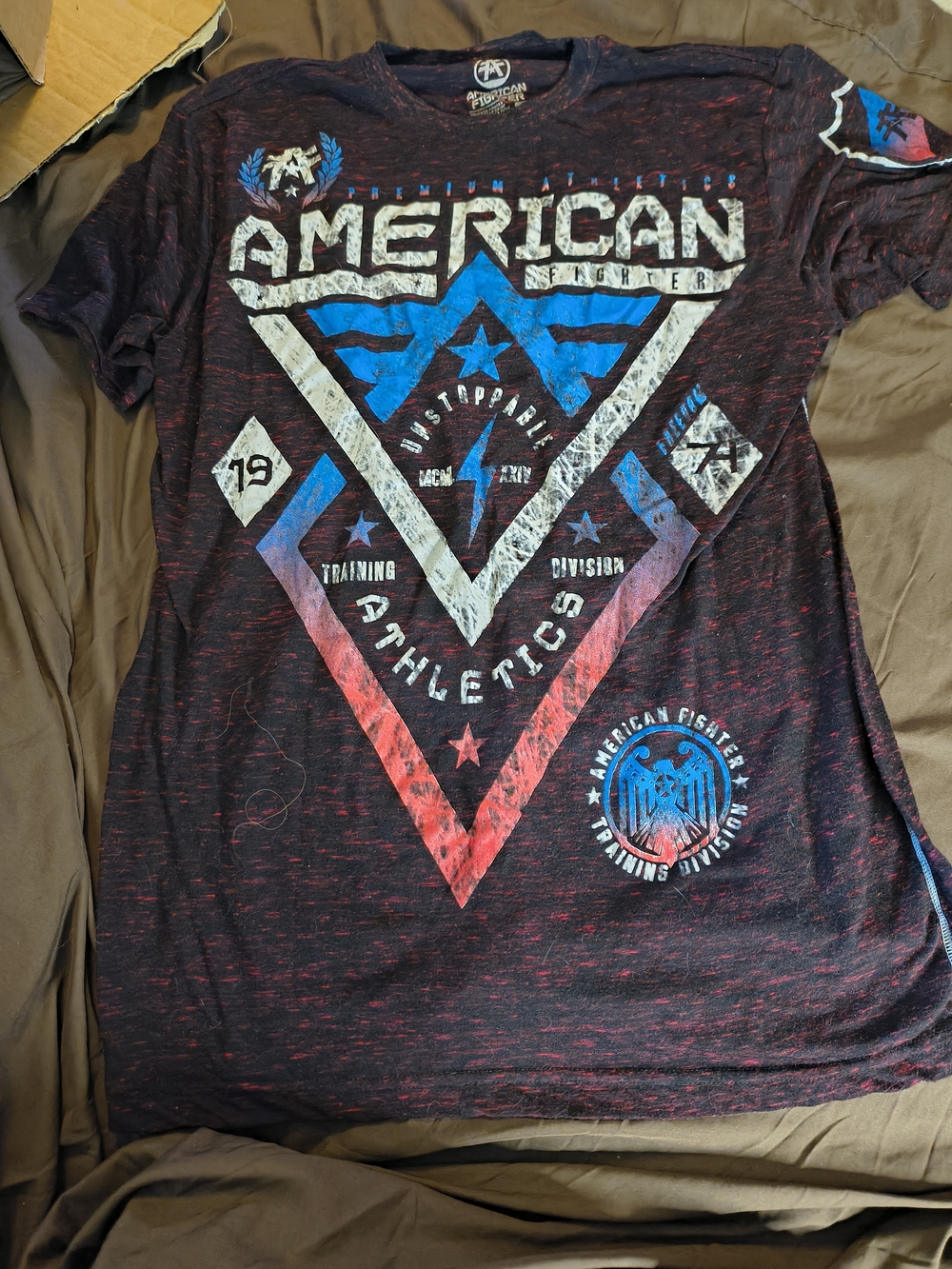 American Fighter Red & Blue Graphic Short Sleeve Tee